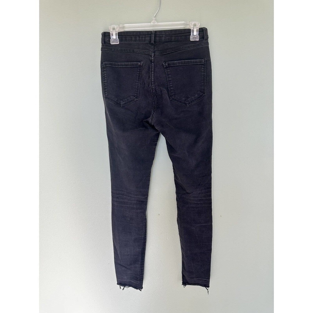 Zara Jeans Trafaluc Denim Makers Raw Hem Ripped Knee Holes Black Sz 8 Grunge Emo - Picture 7 of 8